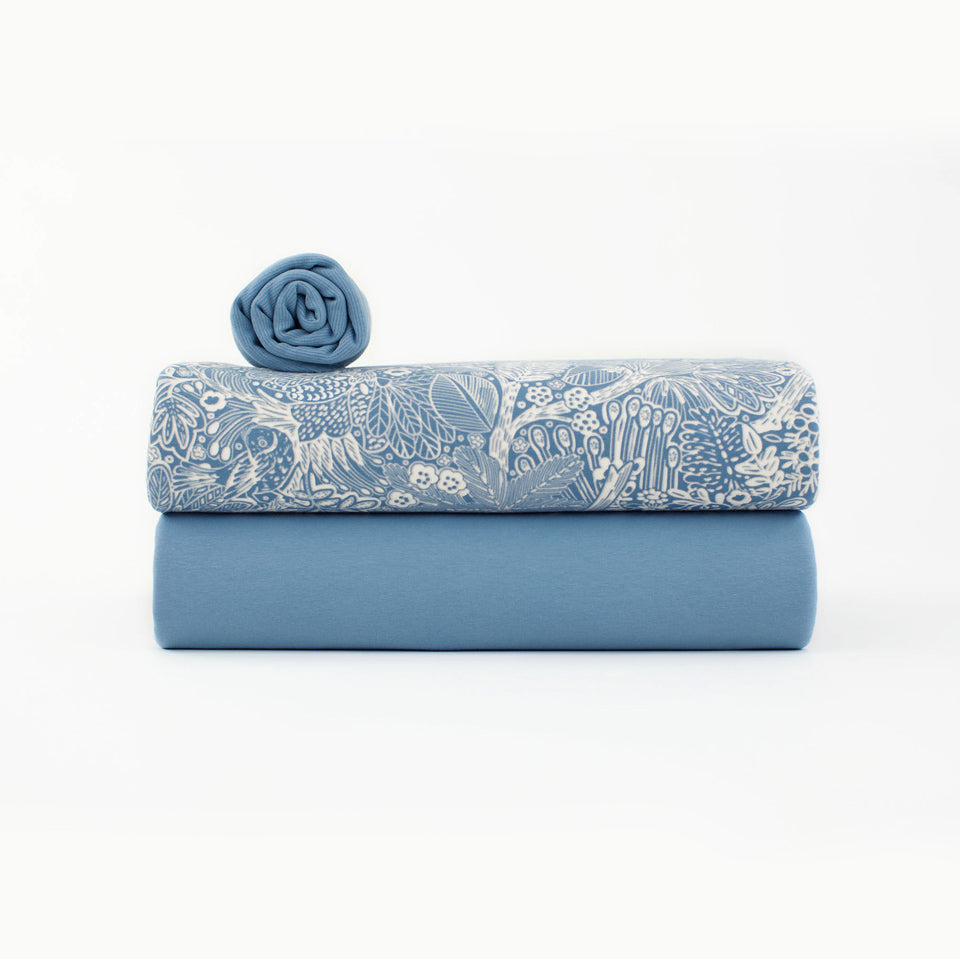 Cotton Rib Knit for Cuffs in Blue | Frankie Rose Fabrics