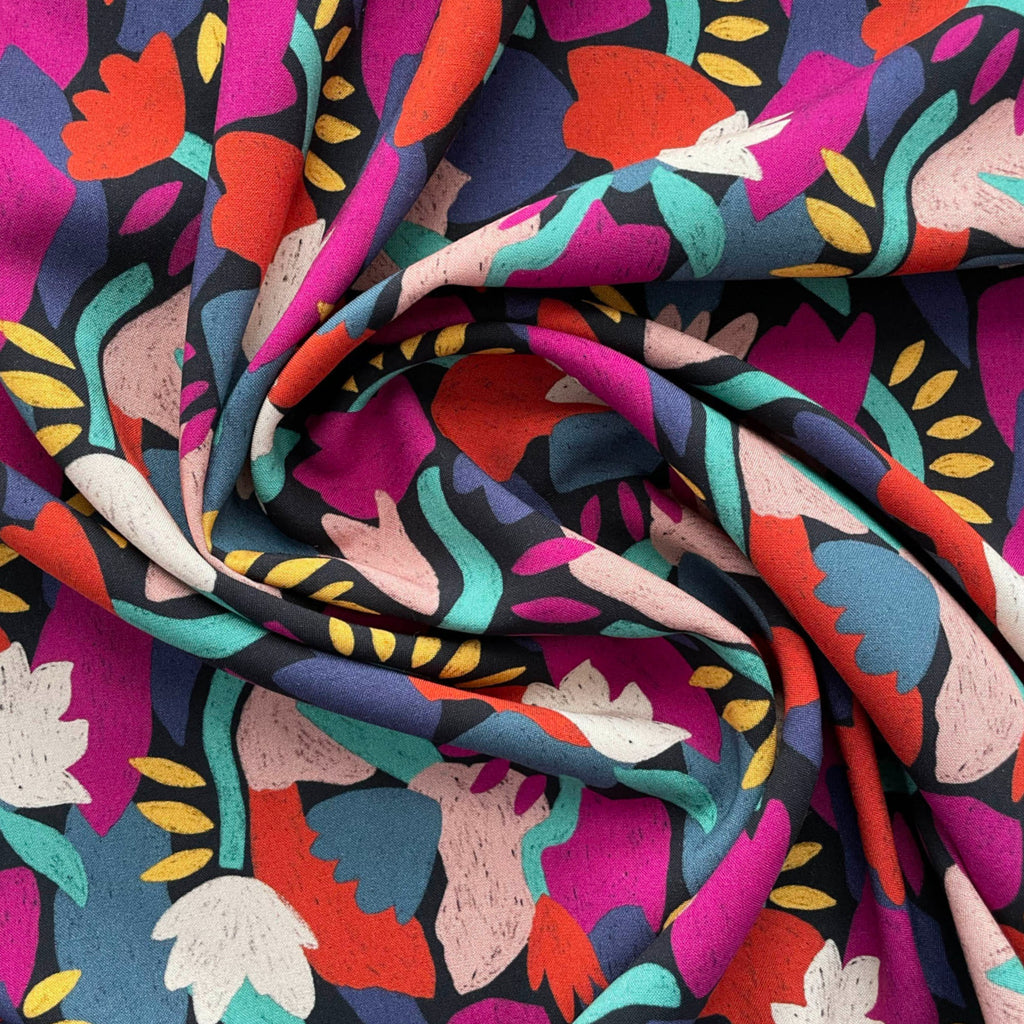 French Rayon Fabric in Night Blooms | Frankie Rose Fabrics