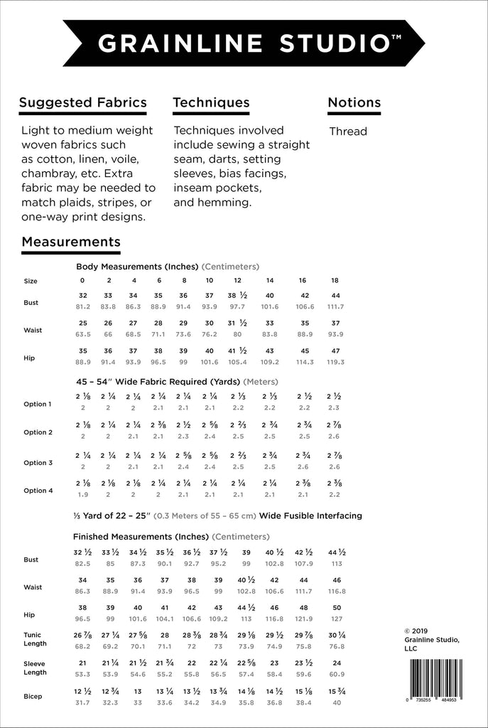 Uniform Tunic Blouse Sewing Pattern | Frankie Rose Fabrics