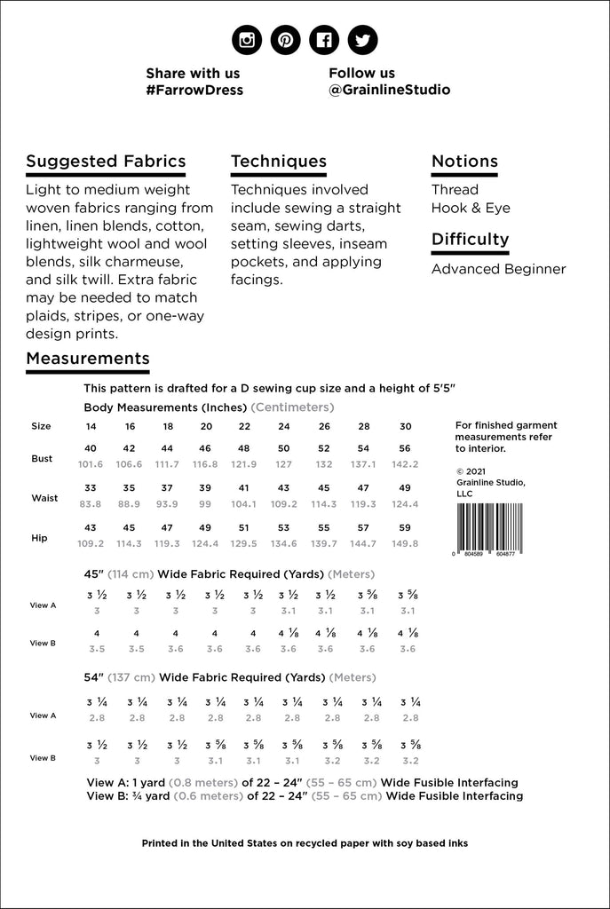 Farrow Dress Plus Size Sewing Pattern | Frankie Rose Fabrics
