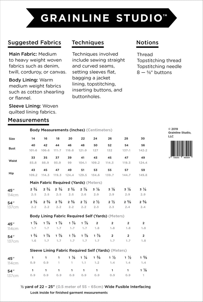 Thayer Jacket Plus Size Sewing Pattern–Frankie Rose Fabrics