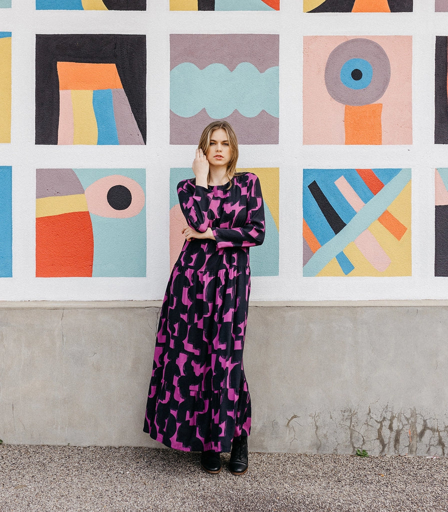 Ecovero Viscose Crepe in Géo Aster-Fabric-Frankie Rose Fabrics