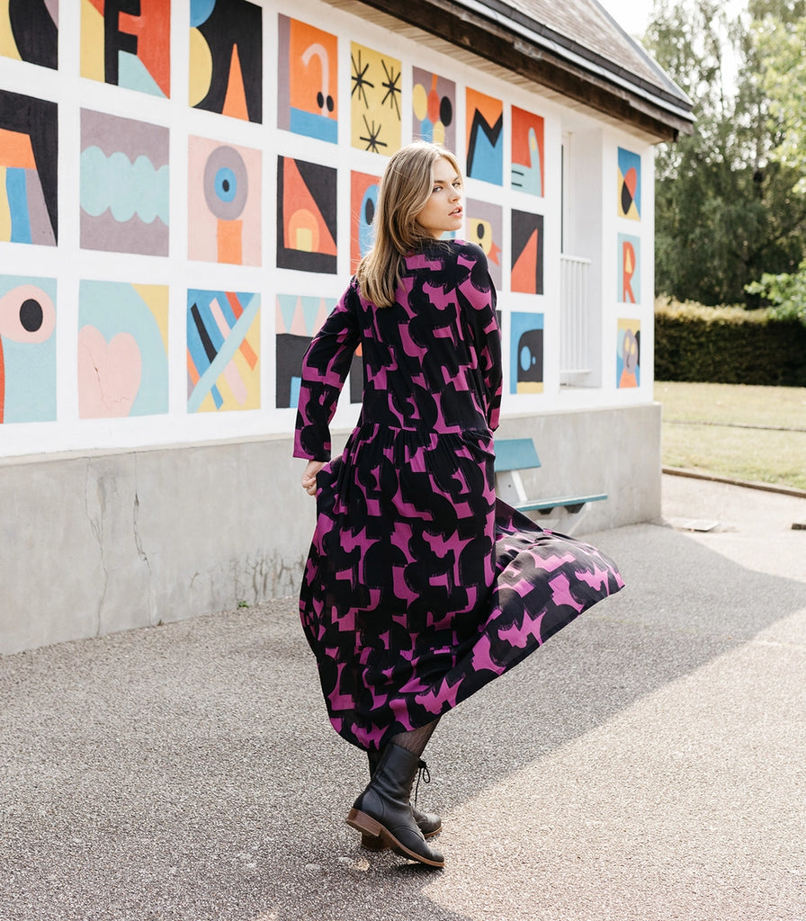 Ecovero Viscose Crepe in Géo Aster-Fabric-Frankie Rose Fabrics