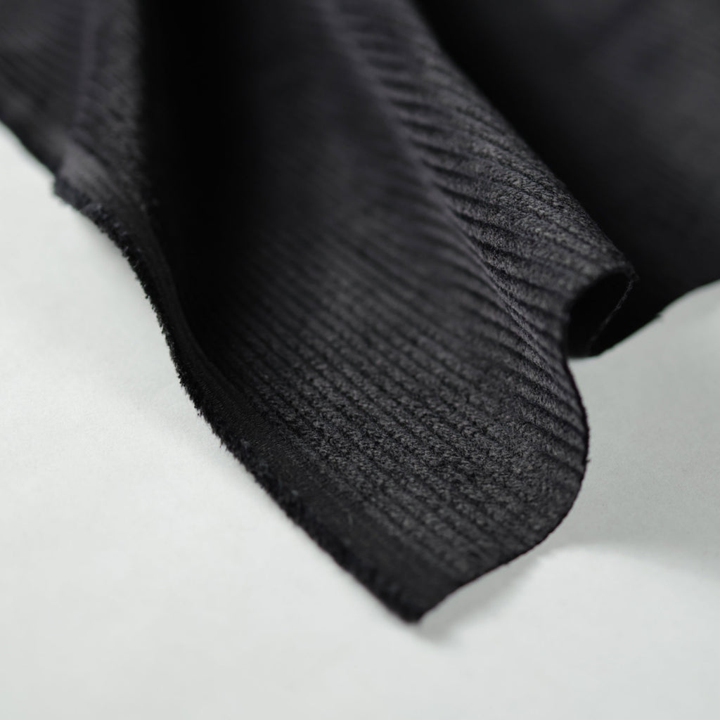 Wide Wale Stretch Corduroy in Black-Fabric-Frankie Rose Fabrics
