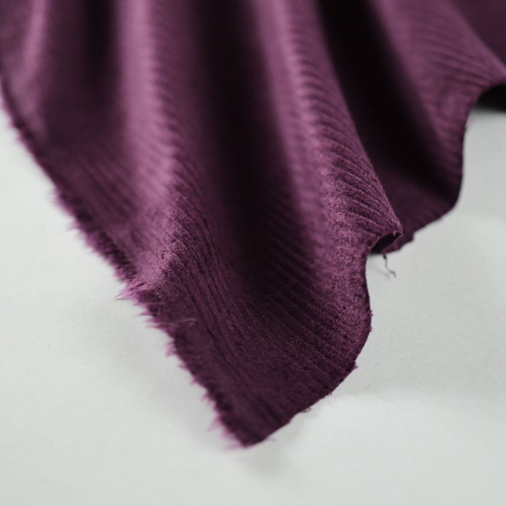 Wide Wale Stretch Corduroy in Eggplant-Fabric-Frankie Rose Fabrics