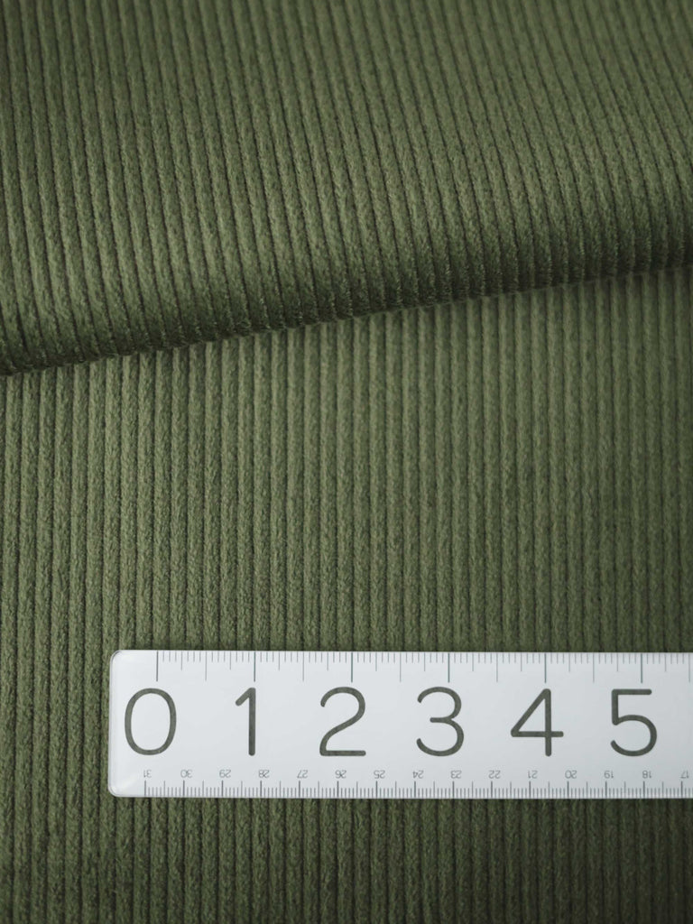 Wide Wale Stretch Corduroy in Olive-Fabric-Frankie Rose Fabrics