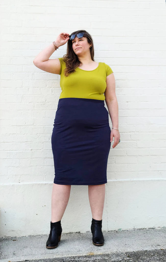 Skyline Bodycon Tee | Plus Sizes 16-34-Sewing Pattern-Frankie Rose Fabrics