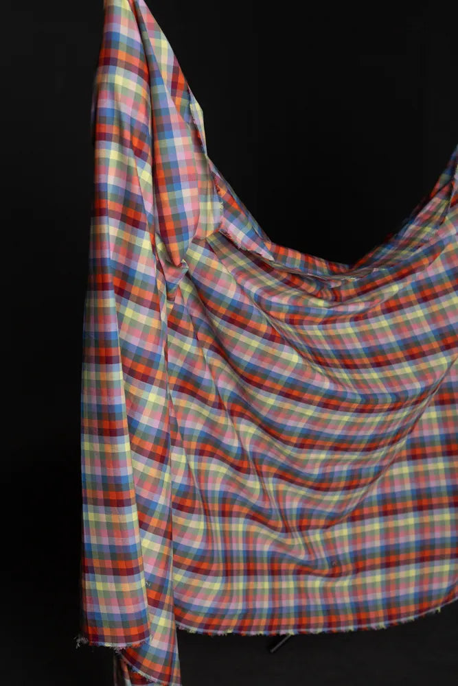 Pompom Organic Cotton Check-Fabric-Frankie Rose Fabrics