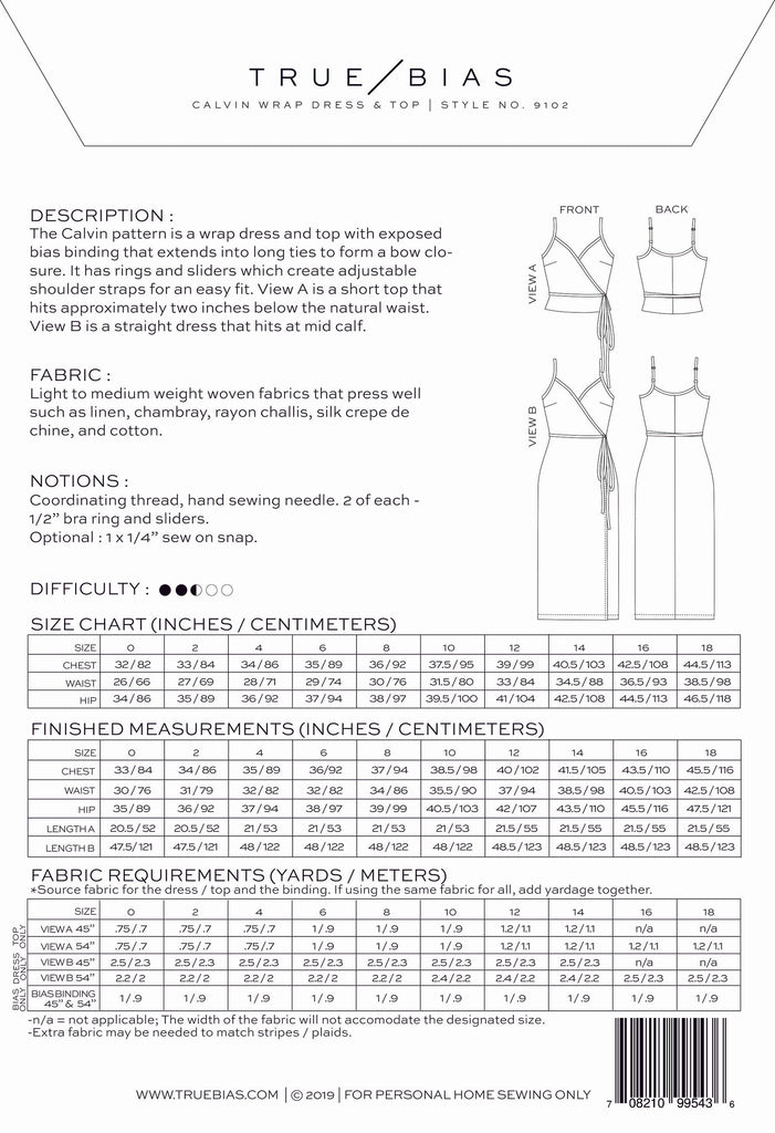 Calvin Wrap Dress Sewing Pattern | Frankie Rose Fabrics