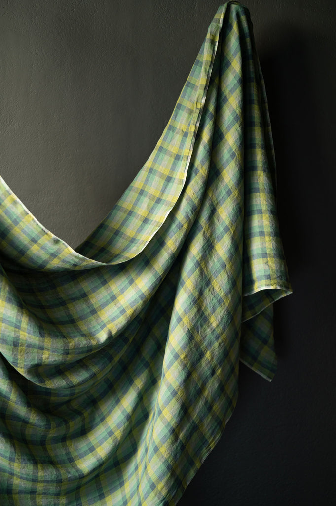 Following Laundered Linen Check Fabric-Fabric-Frankie Rose Fabrics