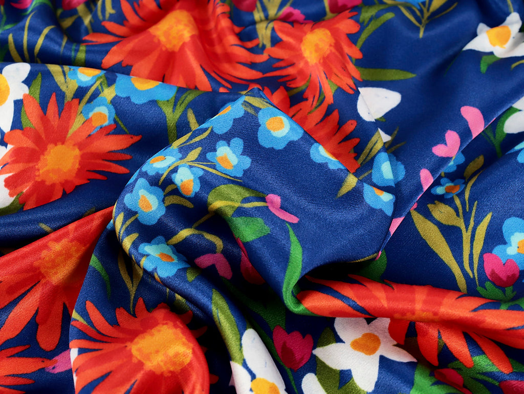 Ecovero Viscose Satin in Lara Cobalt-Fabric-Frankie Rose Fabrics