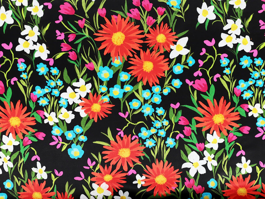 Ecovero Viscose Satin in Lara Black-Fabric-Frankie Rose Fabrics