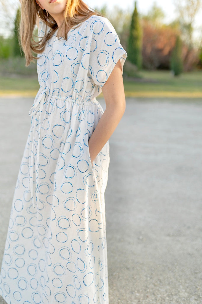 Linen Cotton Blend in Hikari Circles-Fabric-Frankie Rose Fabrics