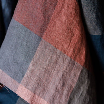 Painterly Rouge Linen Check Fabric by Merchant & Mills