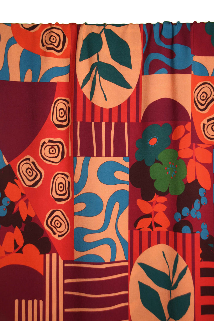 Eco Viscose Challis in Deco Patchwork-Fabric-Frankie Rose Fabrics