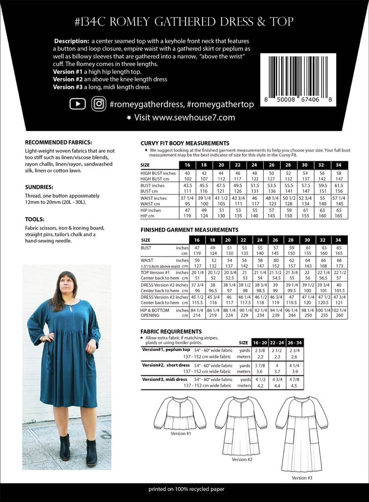 Romey Dress & Blouse Plus Size Pattern–Frankie Rose Fabrics