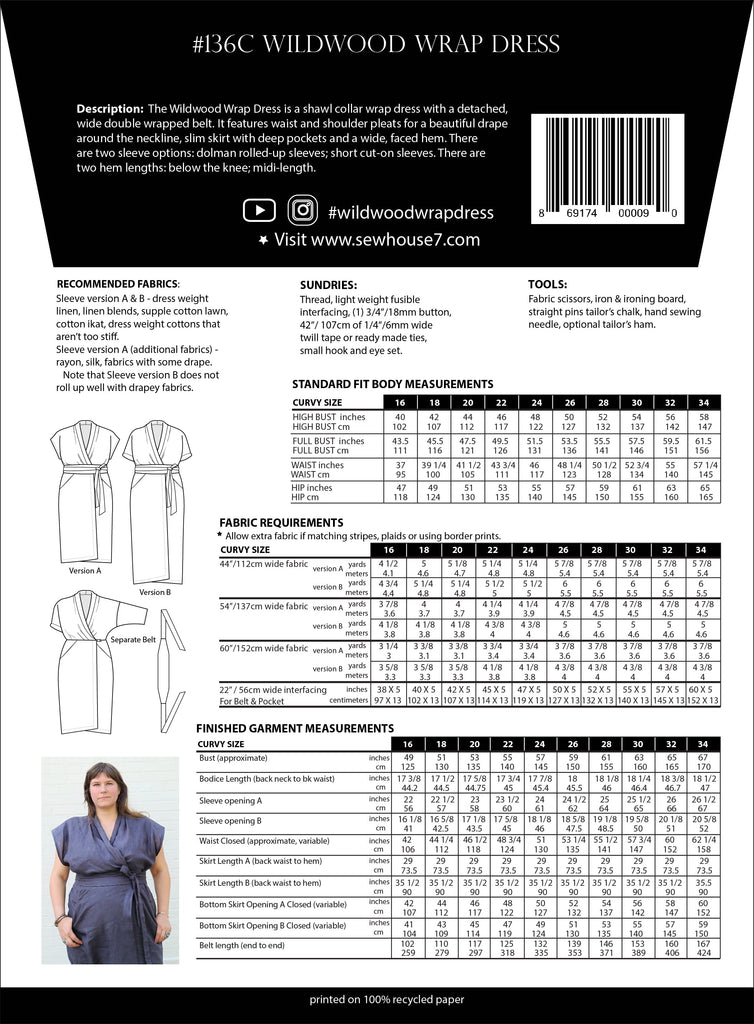 Wildwood Wrap Dress Plus Size Pattern | Frankie Rose Fabrics