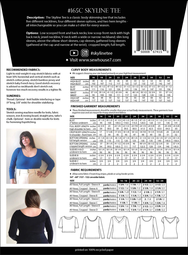 Skyline Bodycon Tee | Plus Sizes 16-34-Sewing Pattern-Frankie Rose Fabrics
