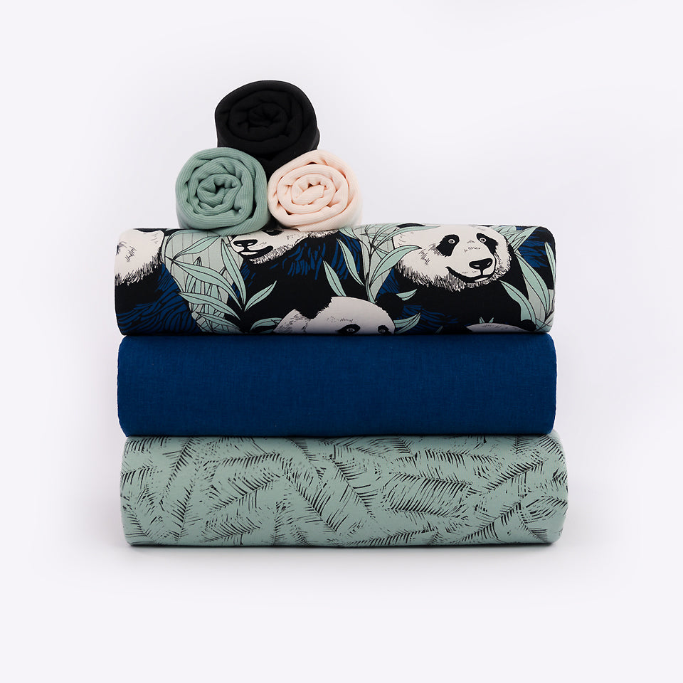Cotton French Terry in Panda Party-Fabric-Frankie Rose Fabrics