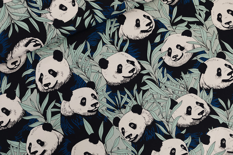 Cotton French Terry in Panda Party-Fabric-Frankie Rose Fabrics