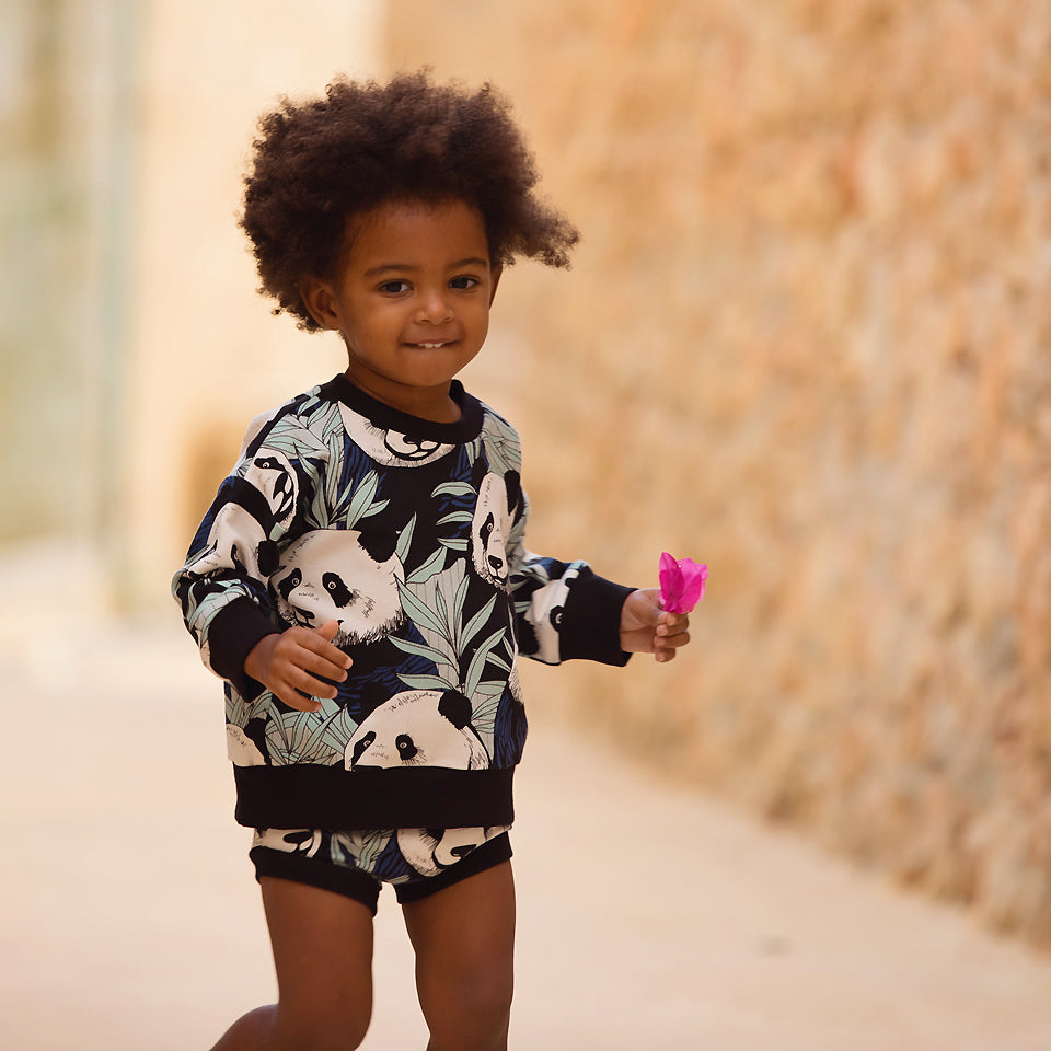 Cotton French Terry in Panda Party-Fabric-Frankie Rose Fabrics