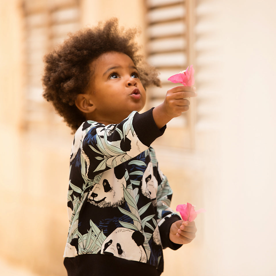 Cotton French Terry in Panda Party-Fabric-Frankie Rose Fabrics