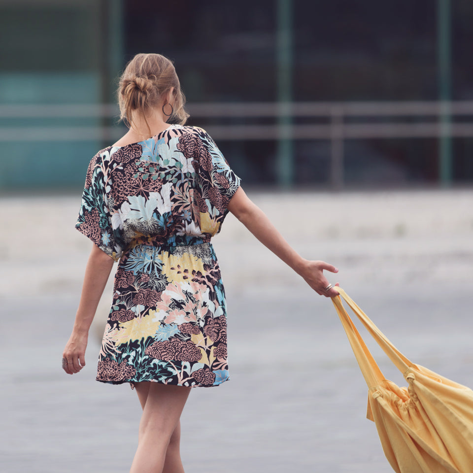 Ecovero Viscose Rayon Satin in Sea Garden Black-Fabric-Frankie Rose Fabrics