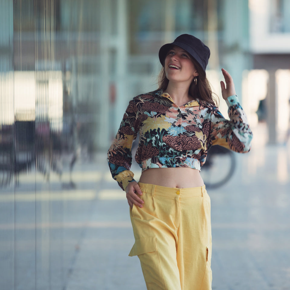 Ecovero Viscose Rayon Satin in Sea Garden Black-Fabric-Frankie Rose Fabrics