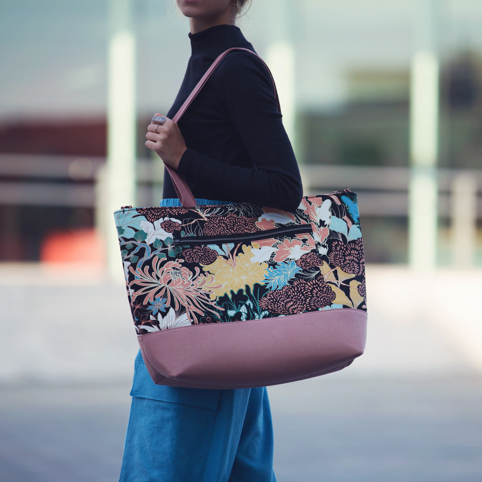 Cotton Canvas Gabardine Twill in Sea Garden Black-Fabric-Frankie Rose Fabrics