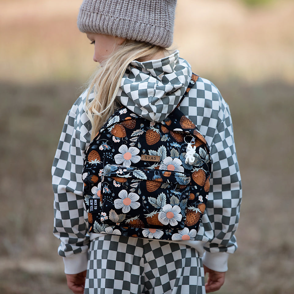 Cotton Gabardine Twill in Sepia Strawberries-Fabric-Frankie Rose Fabrics