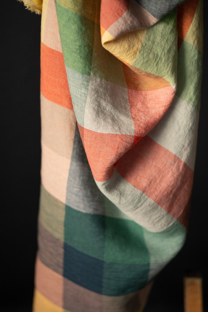 Sugar Dreams Laundered Linen Check Fabric-Fabric-Frankie Rose Fabrics