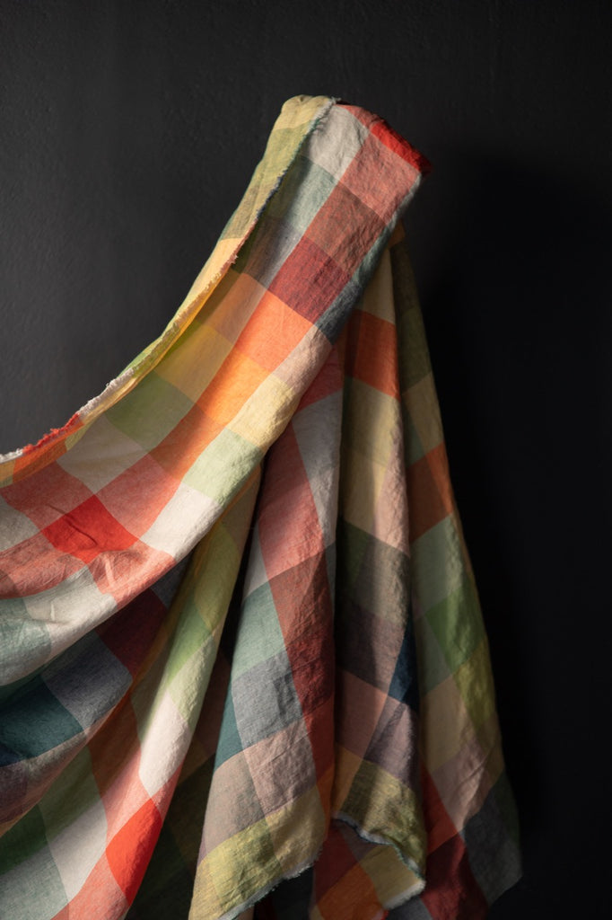 Sugar Dreams Laundered Linen Check Fabric-Fabric-Frankie Rose Fabrics