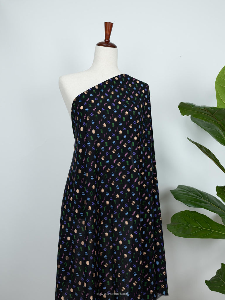 Ecovero Viscose Challis in Confetti Black-Fabric-Frankie Rose Fabrics