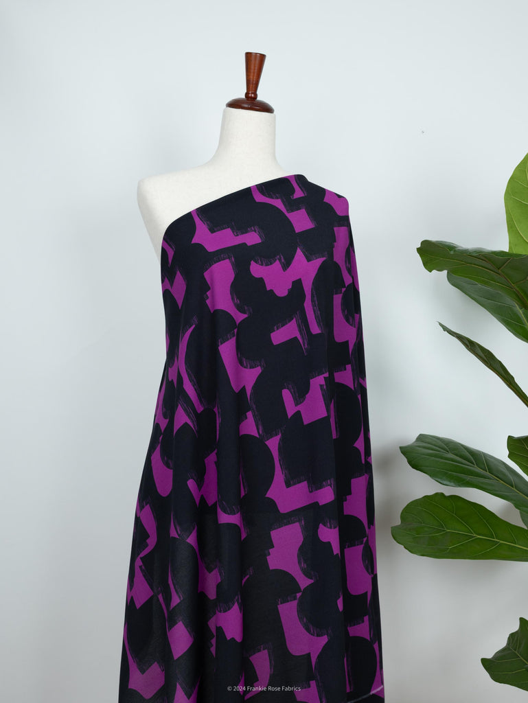 Ecovero Viscose Crepe in Géo Aster-Fabric-Frankie Rose Fabrics