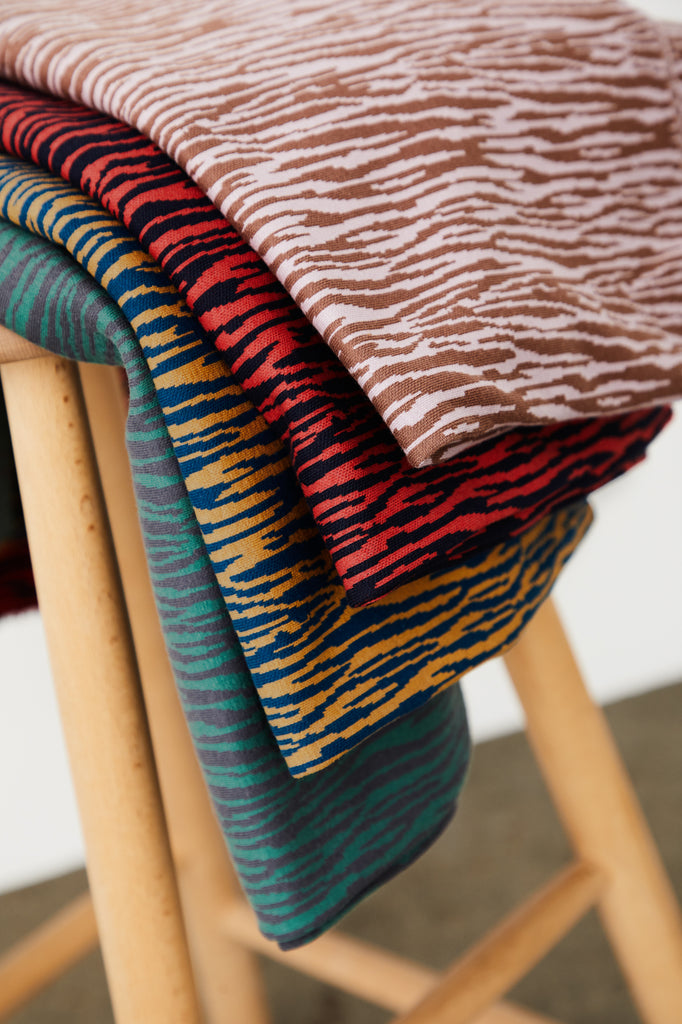 Bark Sweater Knit in Mustard & Ocean-Fabric-Frankie Rose Fabrics