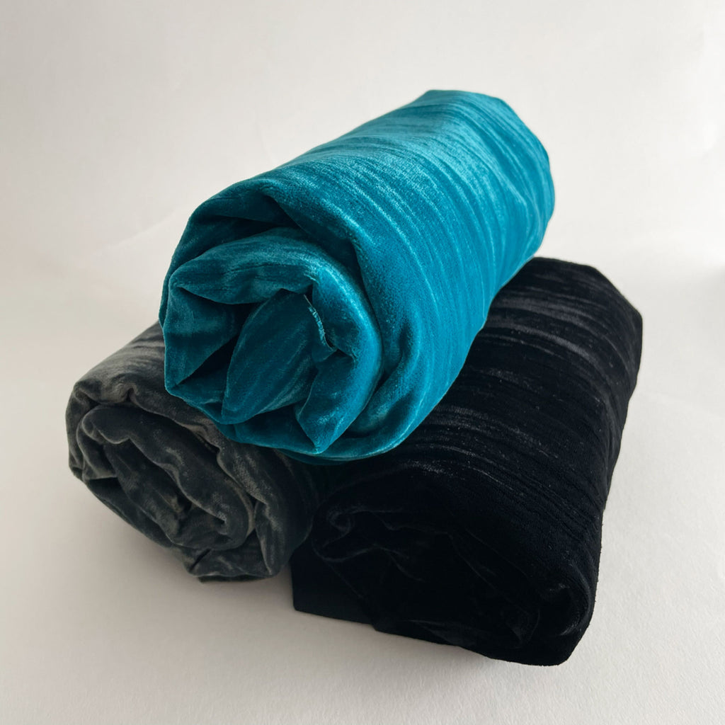 Italian Micro Velvet in Ridged Gray | Designer Deadstock-Fabric-Frankie Rose Fabrics