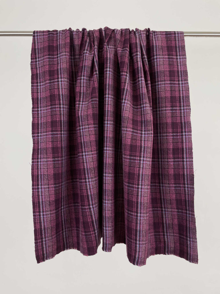 Cozy Organic Cotton Flannel in Aubergine Plaid-Fabric-Frankie Rose Fabrics