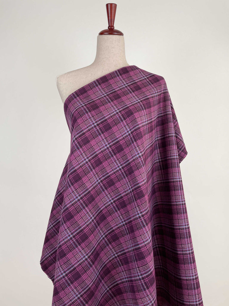 Cozy Organic Cotton Flannel in Aubergine Plaid-Fabric-Frankie Rose Fabrics