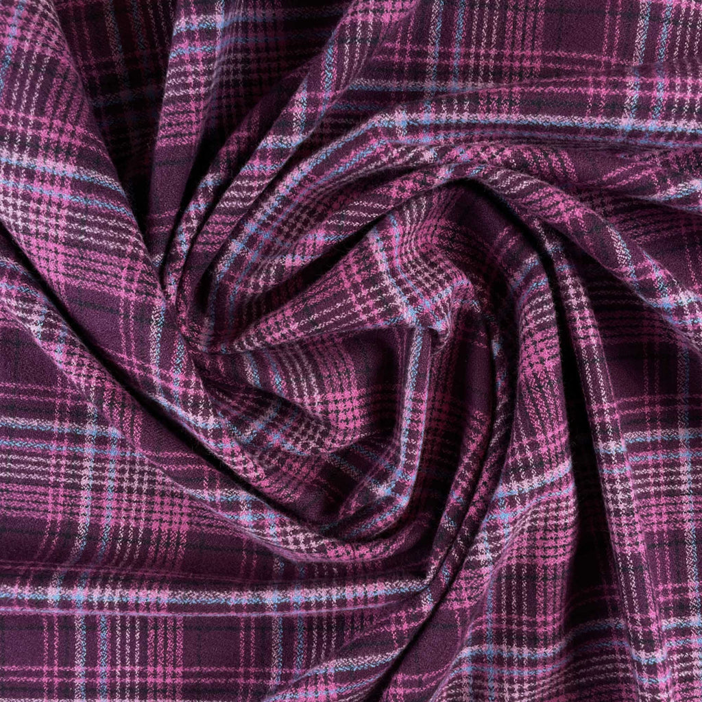 Cozy Organic Cotton Flannel in Aubergine Plaid-Fabric-Frankie Rose Fabrics