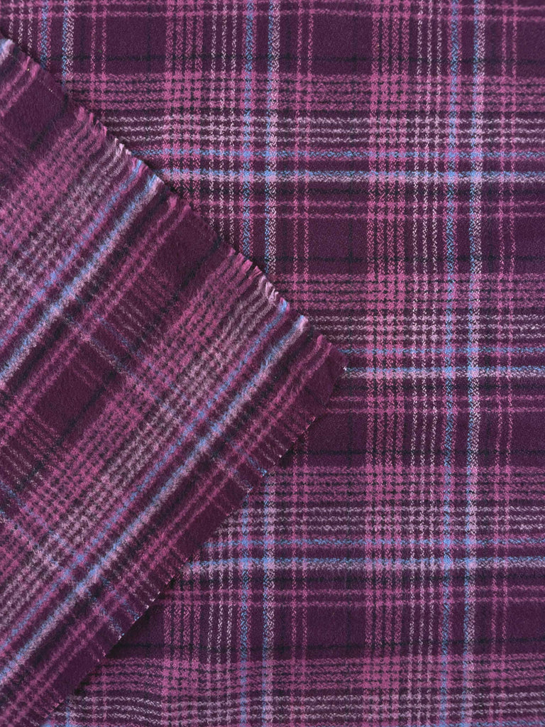 Cozy Organic Cotton Flannel in Aubergine Plaid-Fabric-Frankie Rose Fabrics