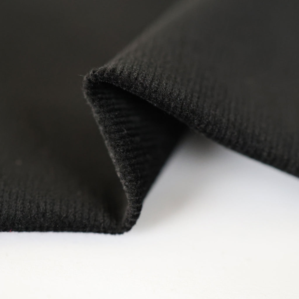 Velvety Pinwale Corduroy in Black, 21 Wale-Fabric-Frankie Rose Fabrics