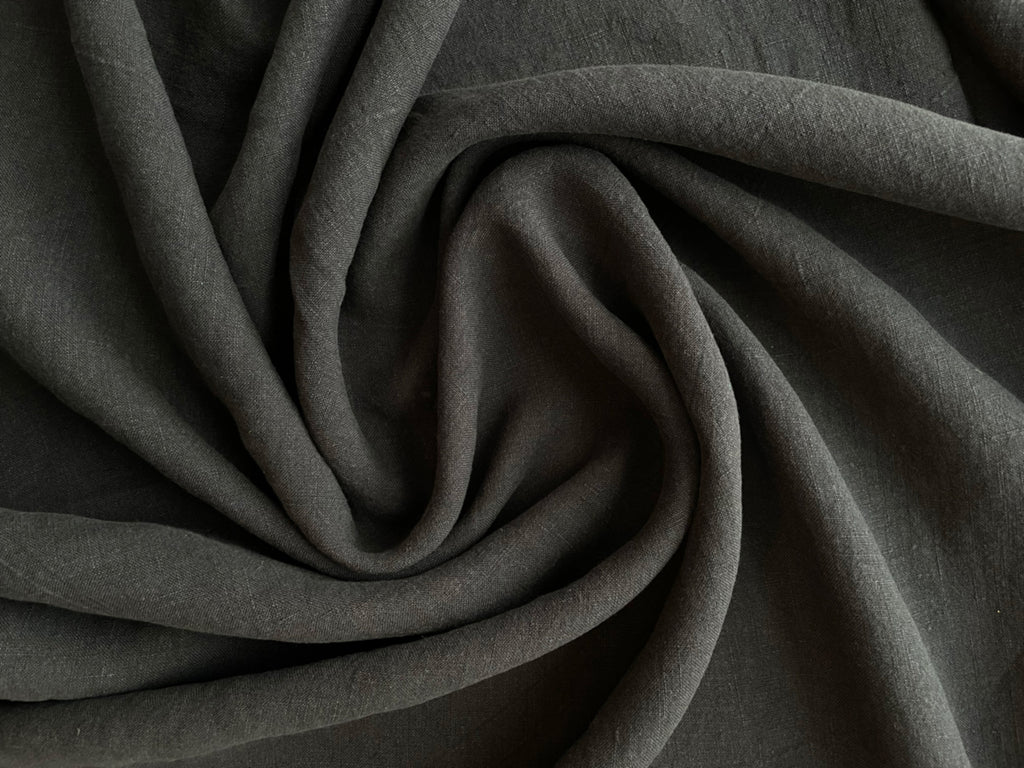Stonewashed Linen Fabric in Black | Frankie Rose Fabrics