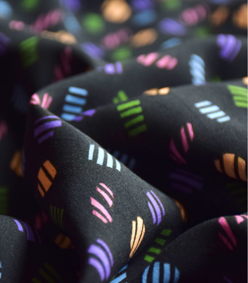 Ecovero Viscose Challis in Confetti Black-Fabric-Frankie Rose Fabrics