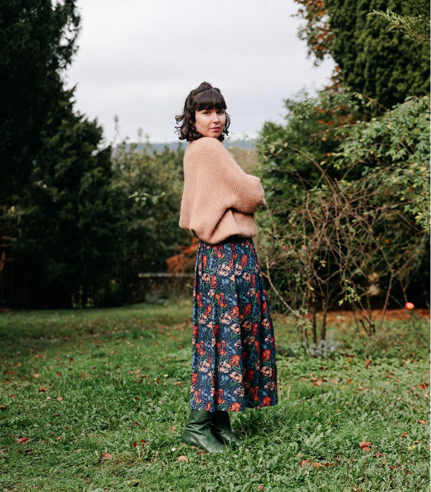 French Viscose Challis in Roseraie Midnight-Fabric-Frankie Rose Fabrics