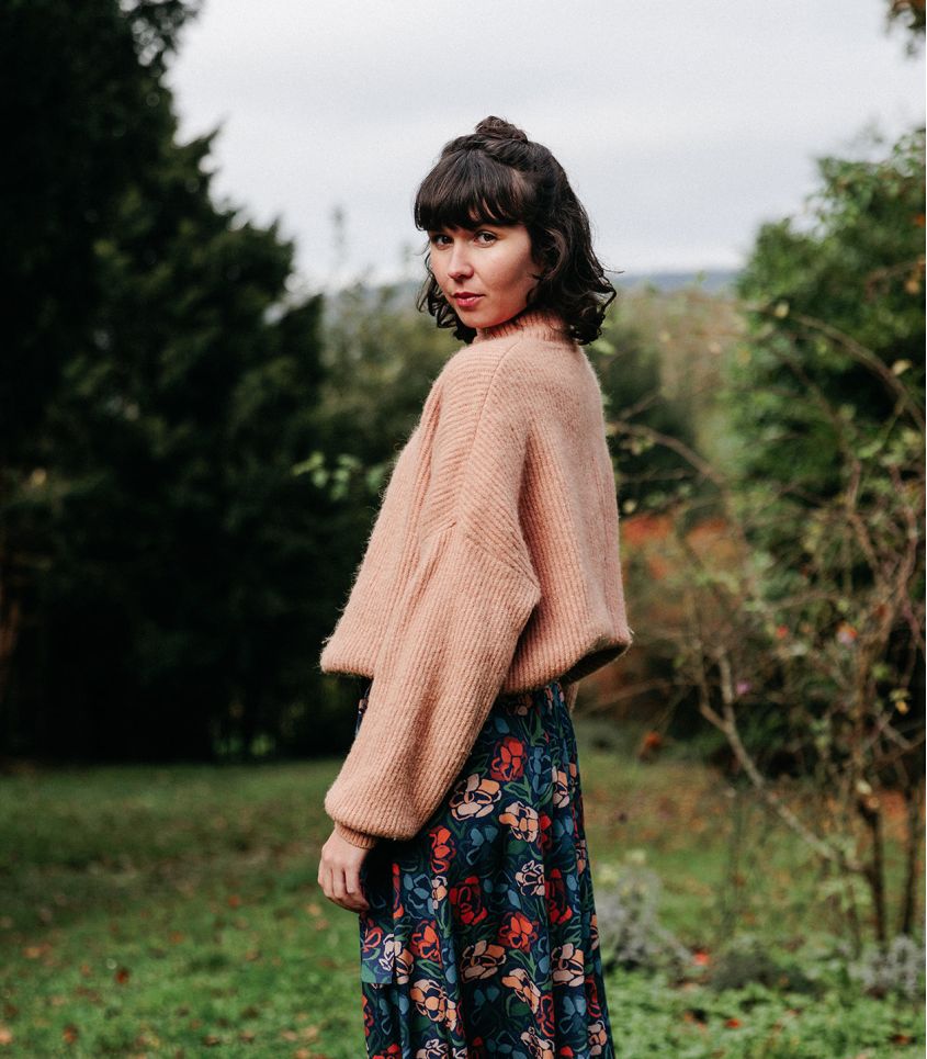 French Viscose Challis in Roseraie Midnight-Fabric-Frankie Rose Fabrics