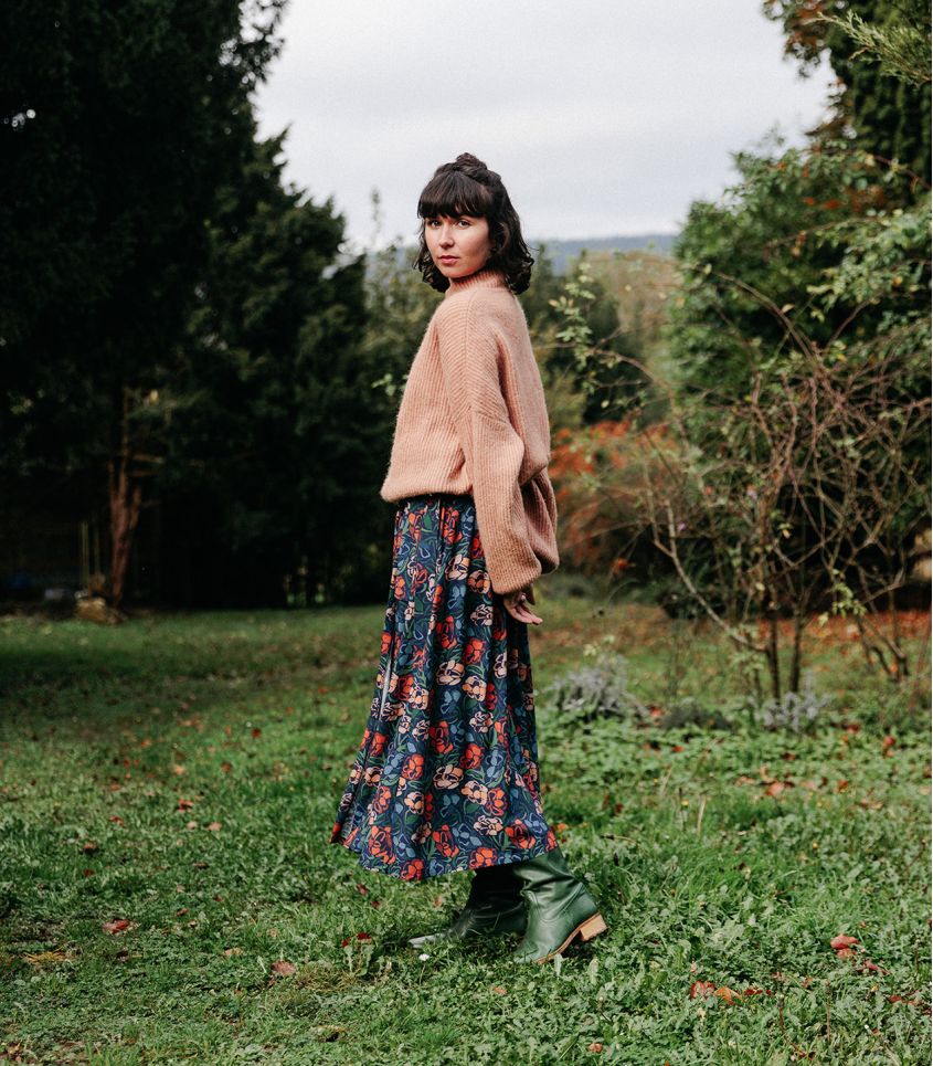 French Viscose Challis in Roseraie Midnight-Fabric-Frankie Rose Fabrics