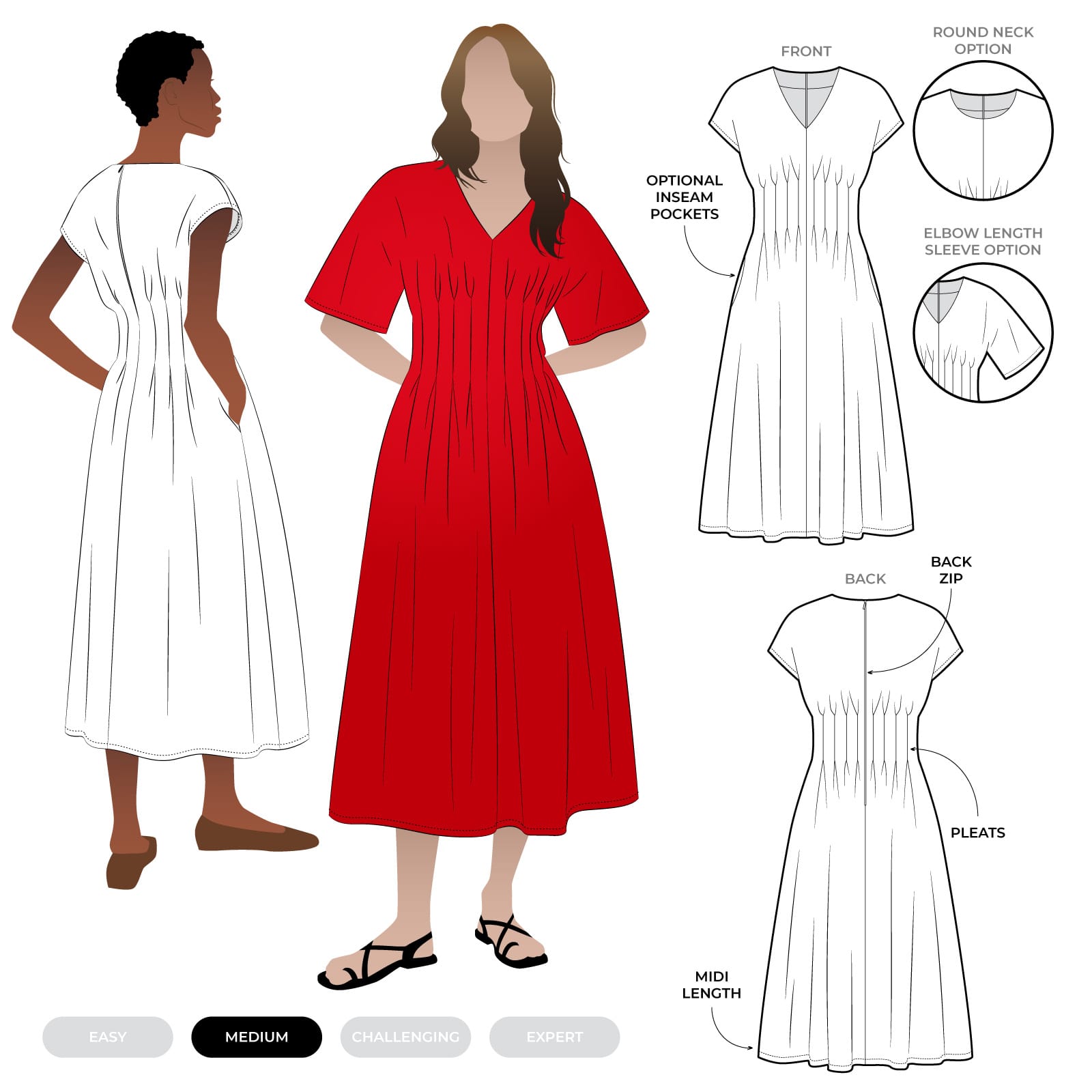 Bronte Woven Dress Sewing Pattern by Style Arc, US Sizes 0-26