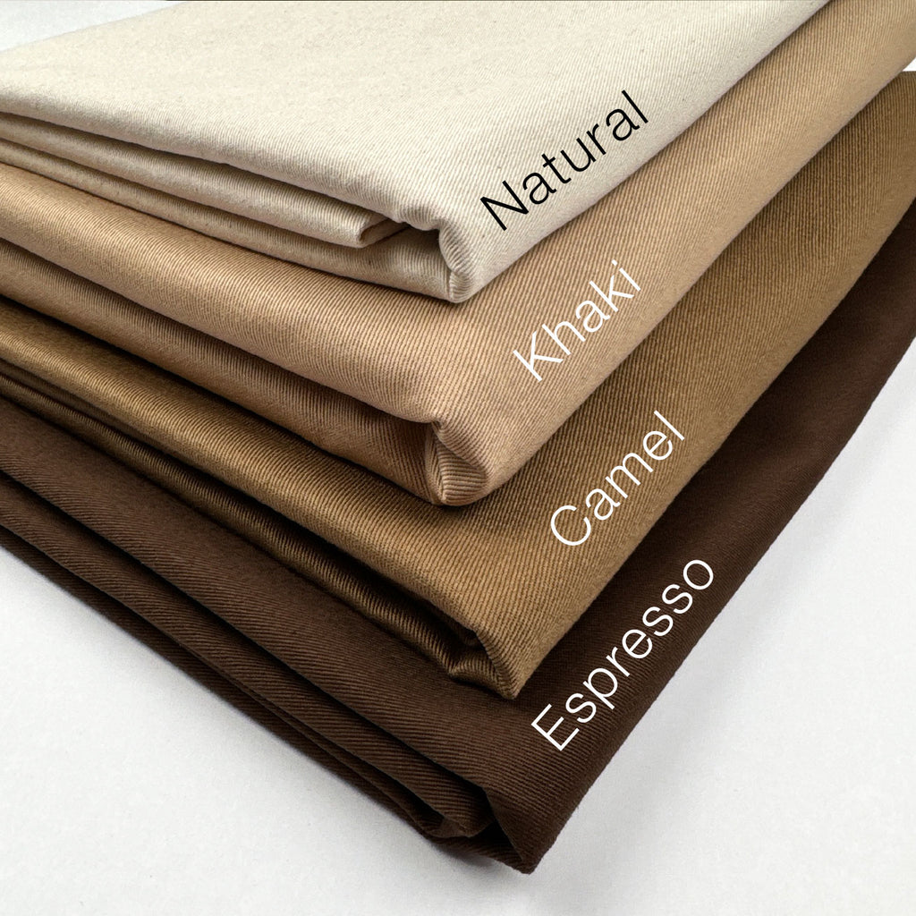 Relaxed Organic Cotton Twill Fabric in Khaki-Fabric-Frankie Rose Fabrics