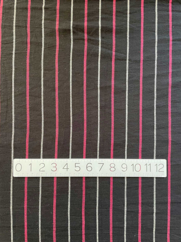 Handwoven Yarn Dyed Cotton Fabric in Pink & White Stripes