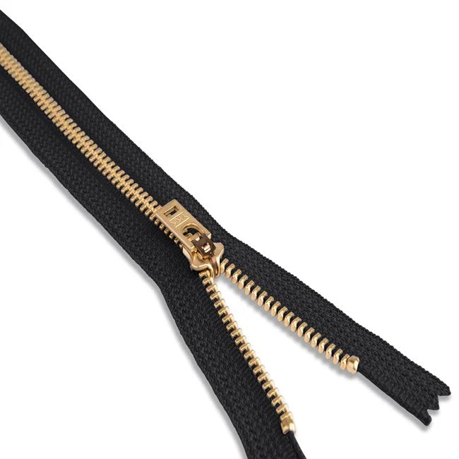YKK Brass Jeans Zipper #5, 6" long-Zipper-Frankie Rose Fabrics